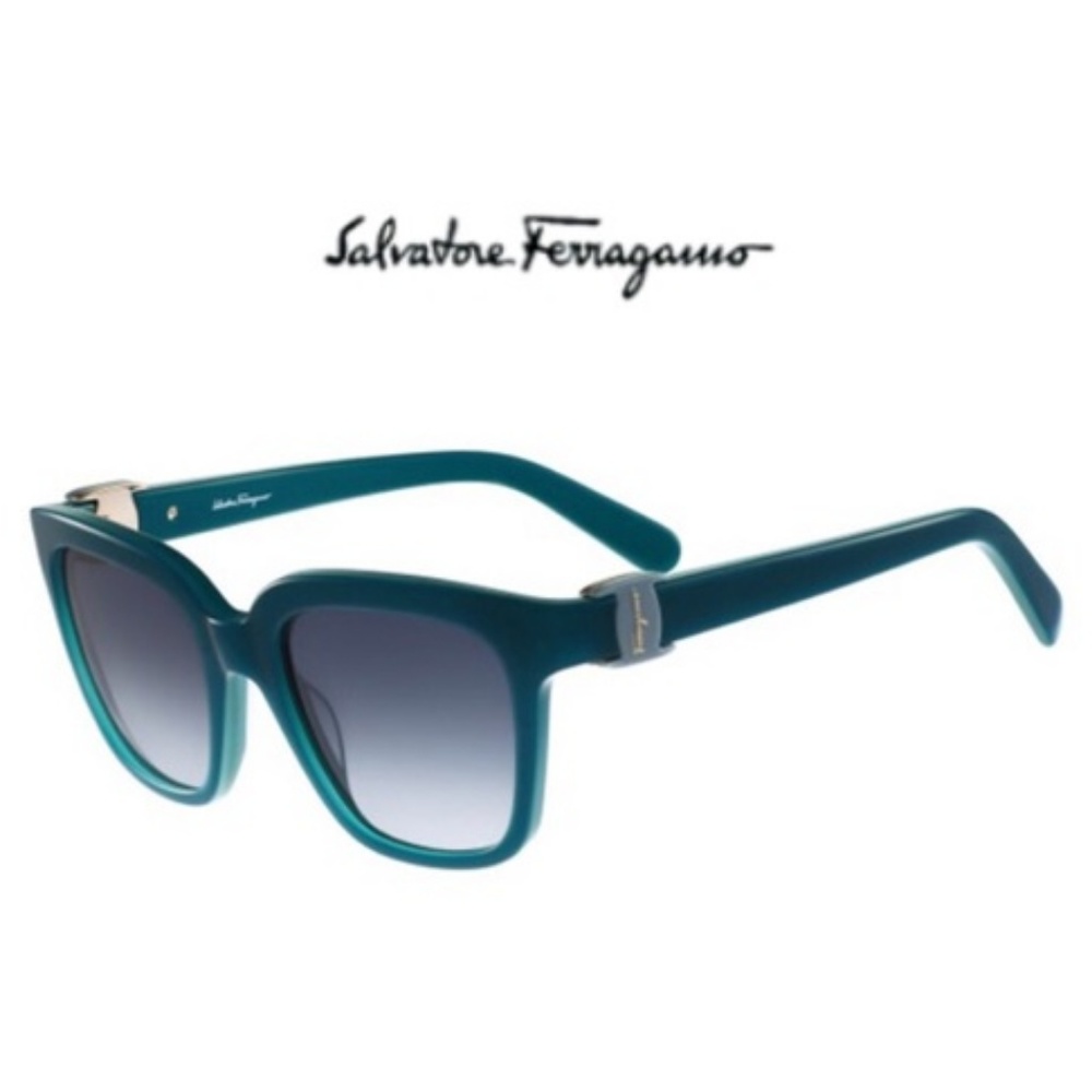 New Salvatore Ferragamo Turquoise Square Sunglasse